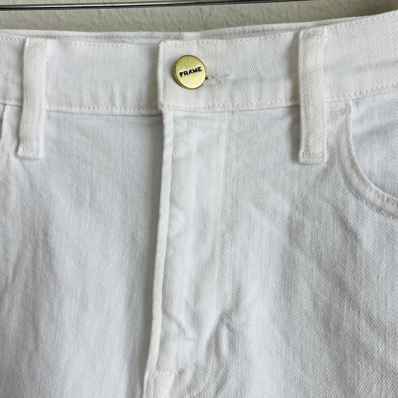 FRAME Foliage Embroidered White Mini Denim Mini Skirt Pockets‎ Zip Fly Size 24 - Picture 5 of 11